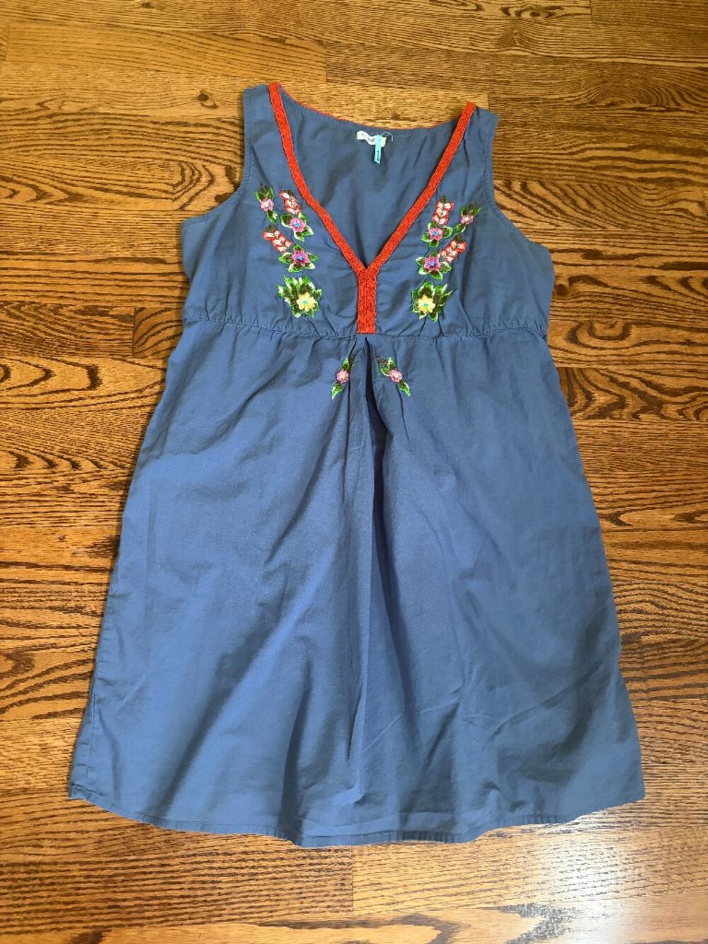 Embroidered Tunic Top Floral V Neck Small Boho 100% Cotton Vintage Old Navy Tank